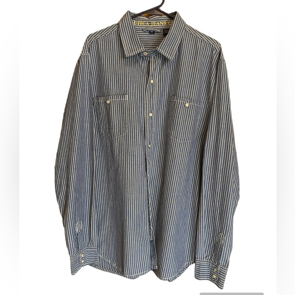 Nautica Jeans Company Long Sleeve Men's Blue Shirt Size XL Striped - Picture 1 of 8